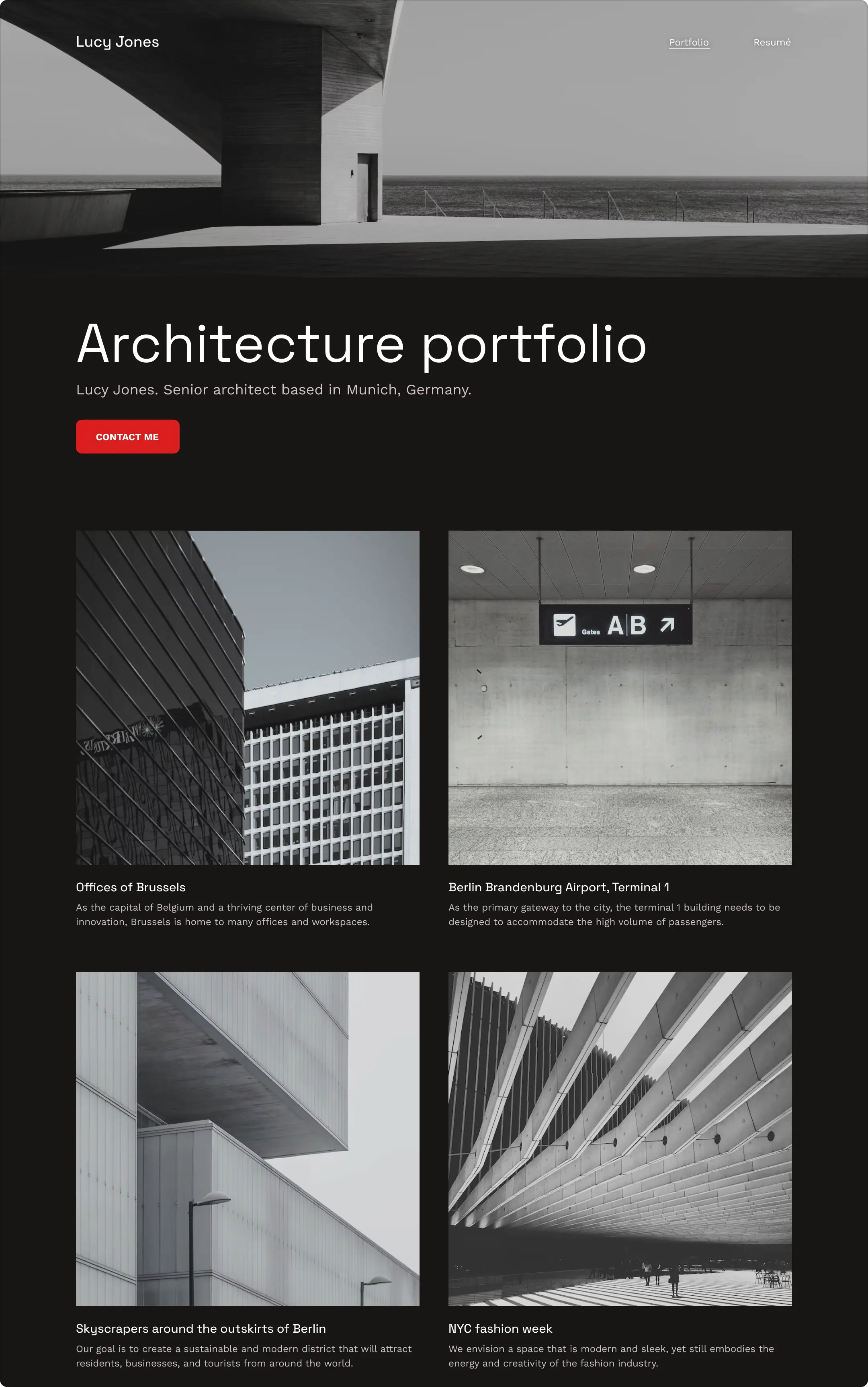 Architecture portfolio example of Nathan Davidson, an interior design student based in Stuttgart.
