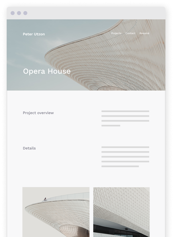 Example of generated website from a PDF with Archifolio's PDF import.